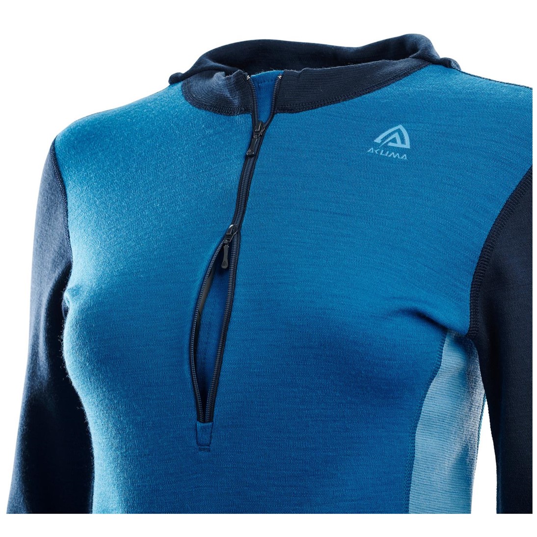 Primera Capa Mujer Warmwool HoodSweater W/Zip Azul - Imagen 4
