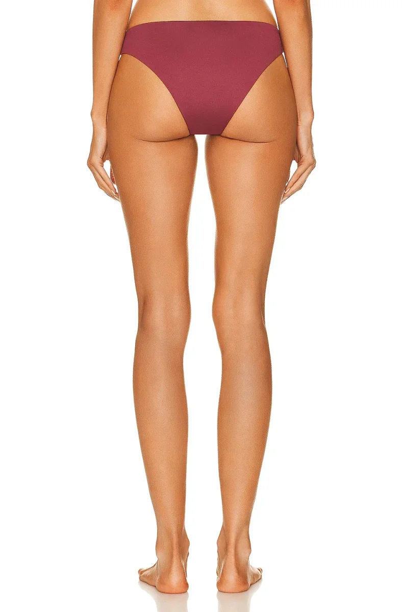 ASCENO Naples Mid-Rise Bikini Briefs in Burgundy - Imagen 4