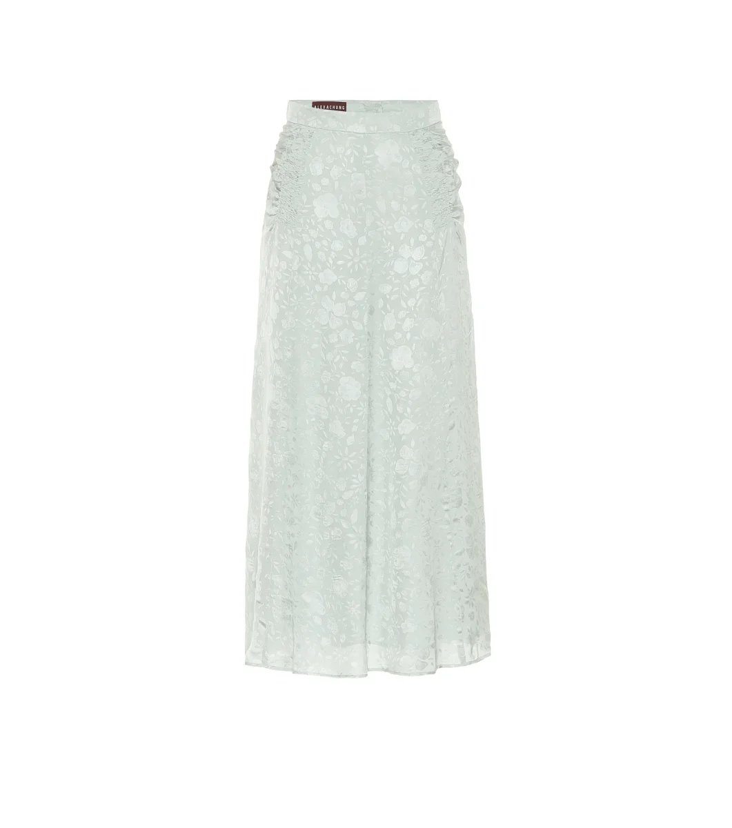 ALEXA CHUNG Icy Blue Floral Satin Midi Skirt - Imagen 4
