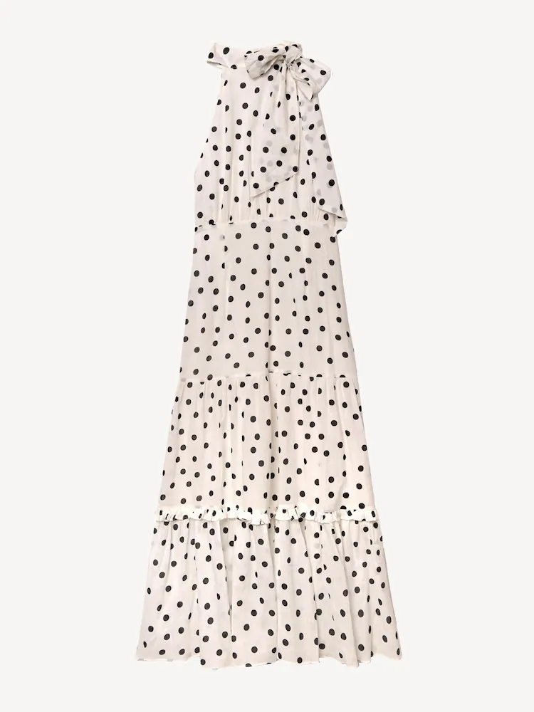 Rixo White Eleanor Polka Dot Tiered Midi Dress - Imagen 6