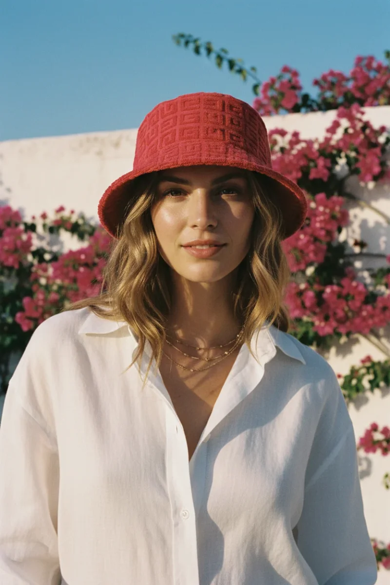 Givenchy 4G Logo Terry Cloth Coral Bucket Hat - Imagen 3