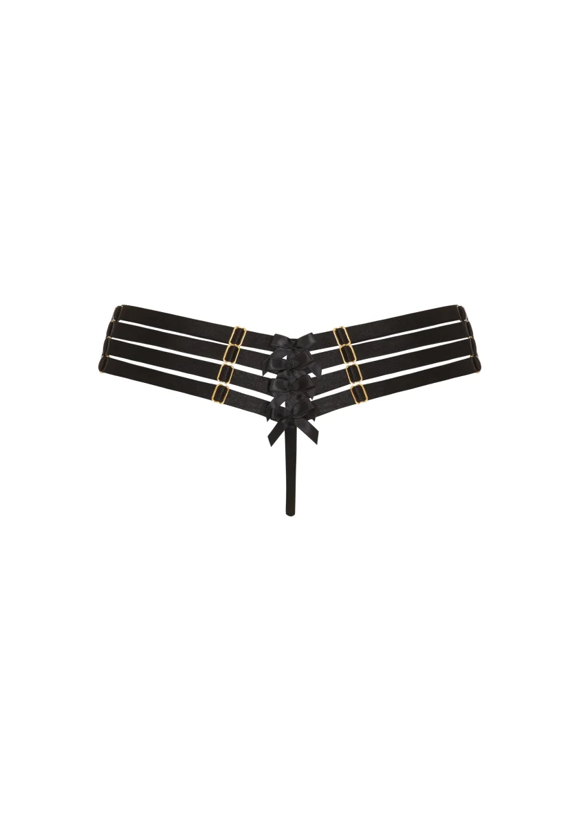 Bordelle Adjustable Webbed Black Thong - Imagen 3