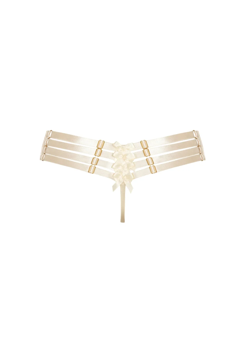 Bordelle Adjustable Webbed Cream Thong - Imagen 3