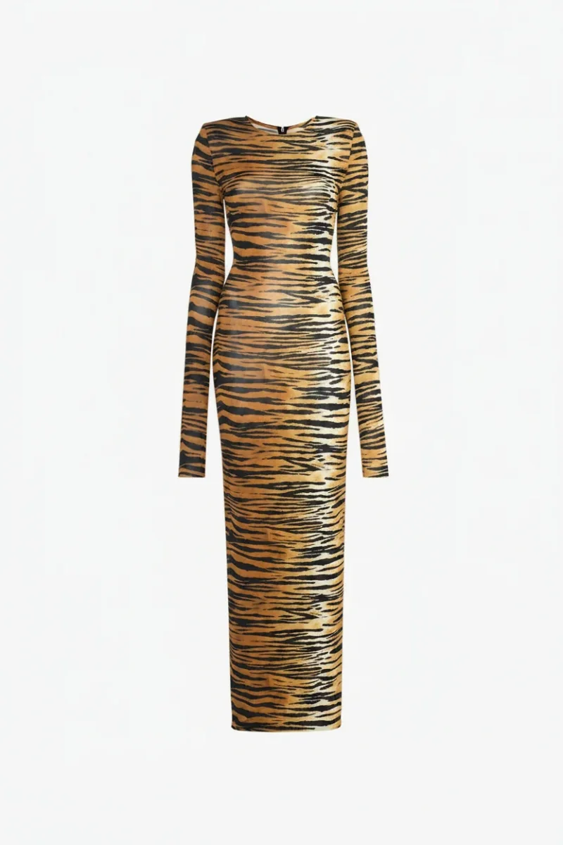 Alexandre Vauthier Long Sleeved Tiger Print Dress - Imagen 6