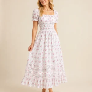 Amy Jane London Floral Print Square Neck Puff Sleeve Dolly dress