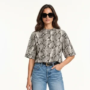 Anine Bing Avi Washed Python Tee Top