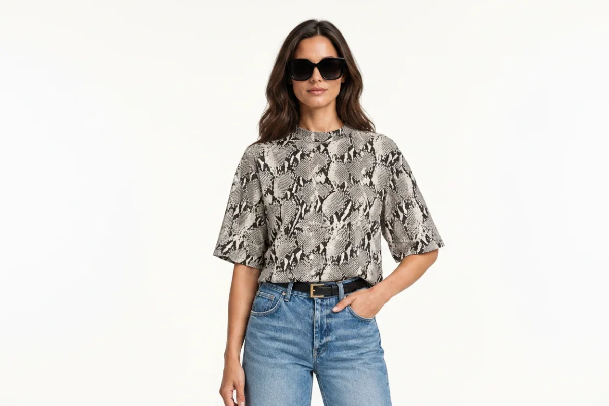 Anine Bing Avi Washed Python Tee Top