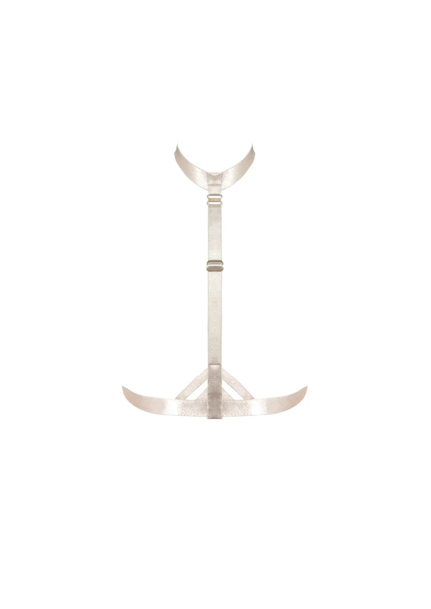 Bordelle Art Deco Cream Satin 24k Gold Plated Harness - Imagen 2
