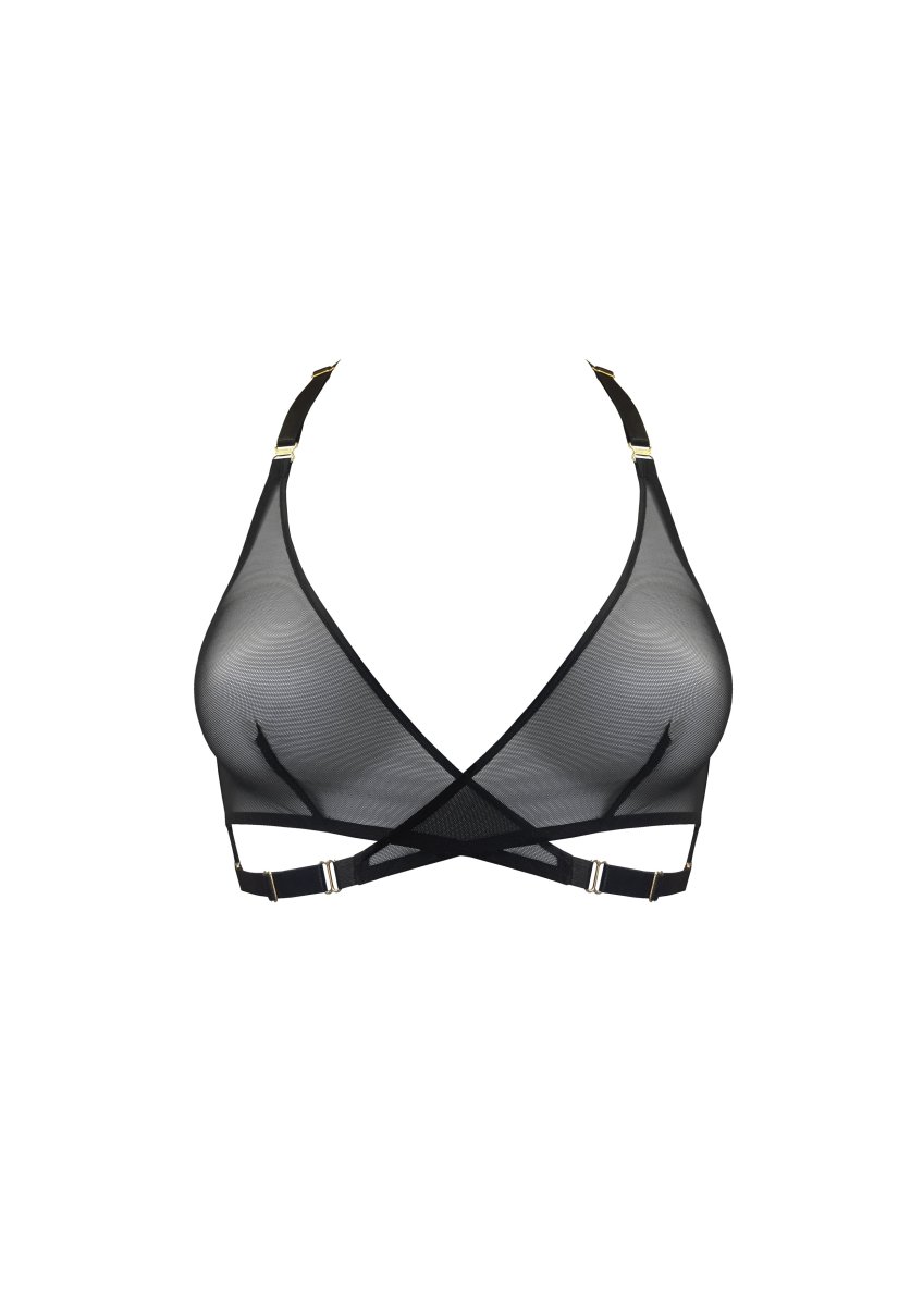 Bordelle Signature Art Deco Black Wireless Soft Cup Mesh Wrap Bra