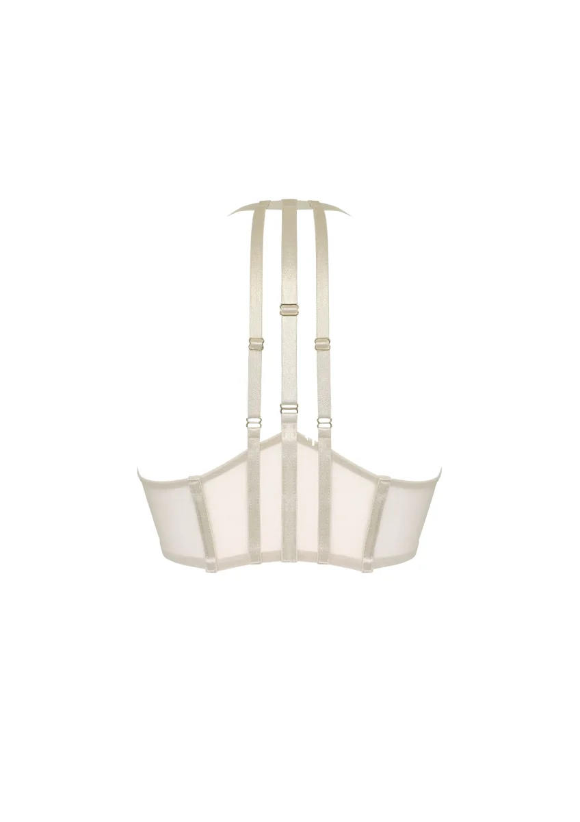Bordelle Signature Art Deco Cream Wireless Soft Cup Mesh Wrap Bra - Imagen 3