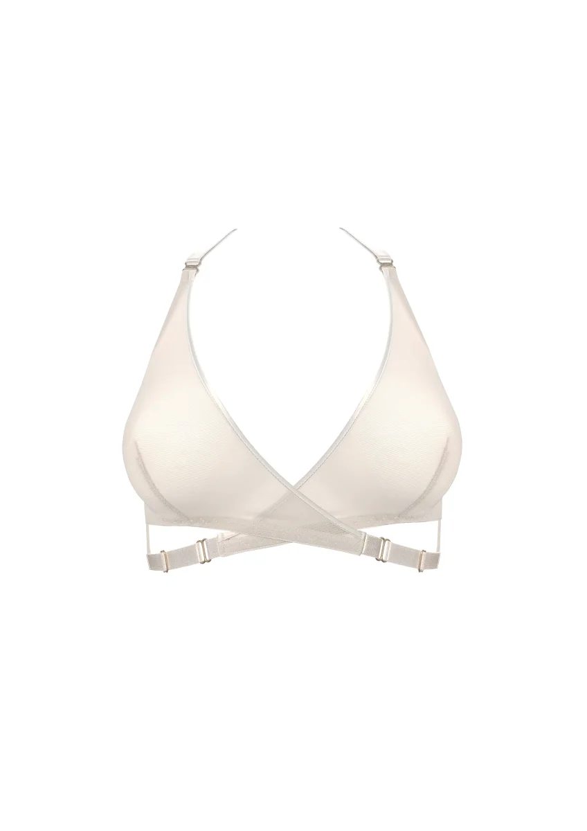 Bordelle Signature Art Deco Cream Wireless Soft Cup Mesh Wrap Bra - Imagen 2