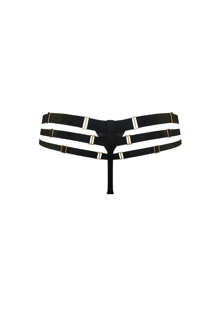 Bordelle Signature Art Deco Black Multi-Strap Thong - Imagen 3