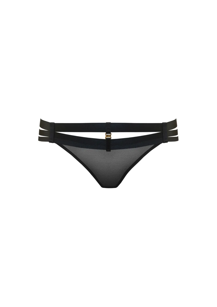 Bordelle Signature Art Deco Black Multi-Strap Thong - Imagen 2