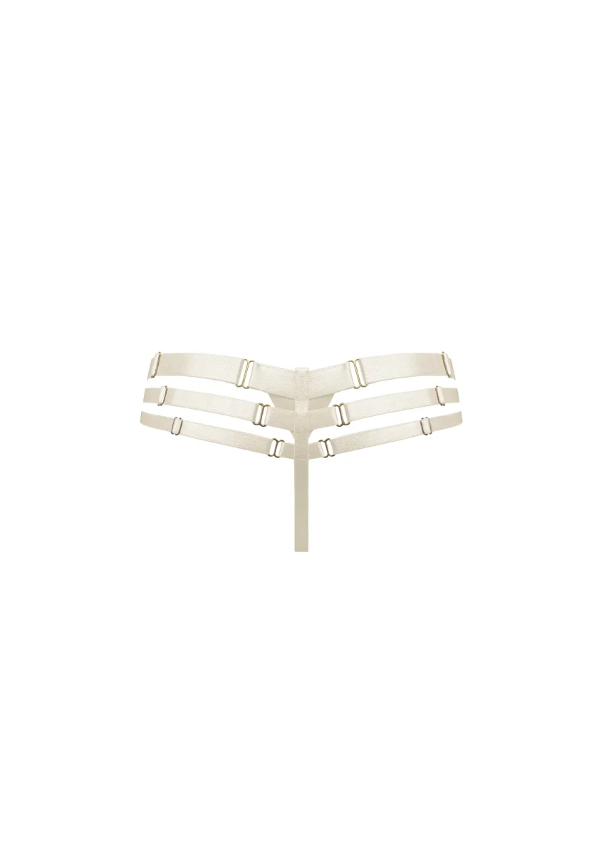 Bordelle Signature Art Deco Cream Multi-Strap Thong - Imagen 3