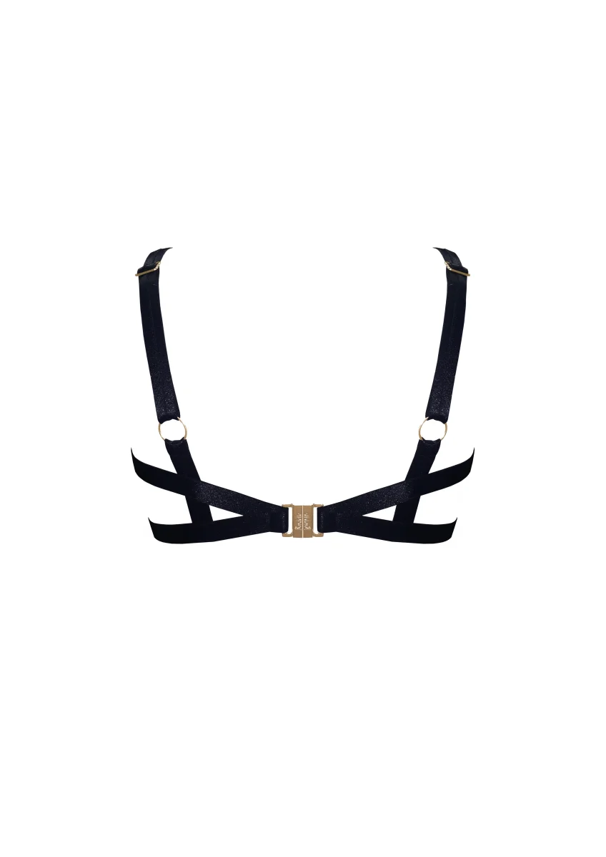 Bordelle Signature Wireless Satin Black Ouvert Bondage Belle Frame Bra - Imagen 3
