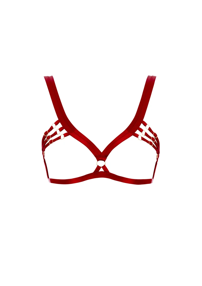 Bordelle Signature Wireless Satin Red Ouvert Bondage Belle Frame Bra