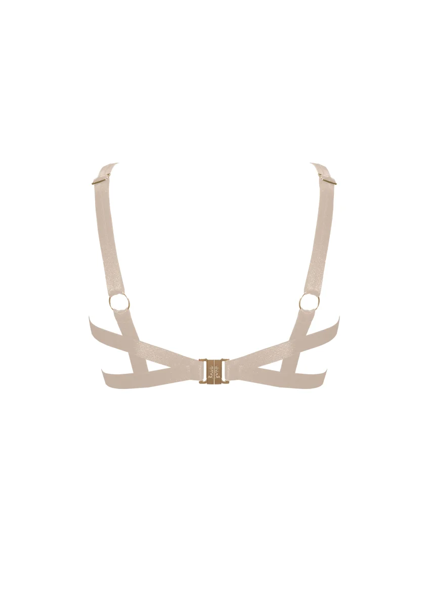 Bordelle Signature Wireless Satin Caramel Ouvert Bondage Belle Frame Bra - Imagen 3