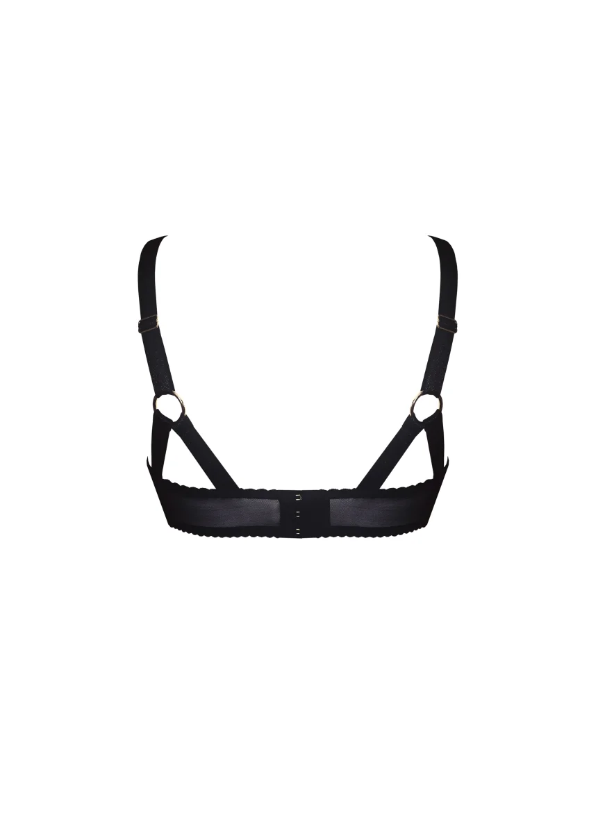 Bordelle Signature Wireless Soft Mesh Black Bondage Belle Bra - Imagen 3