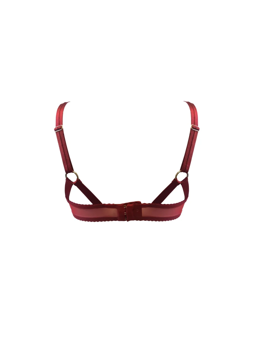 Bordelle Signature Wireless Soft Mesh Red Bondage Belle Bra - Imagen 3