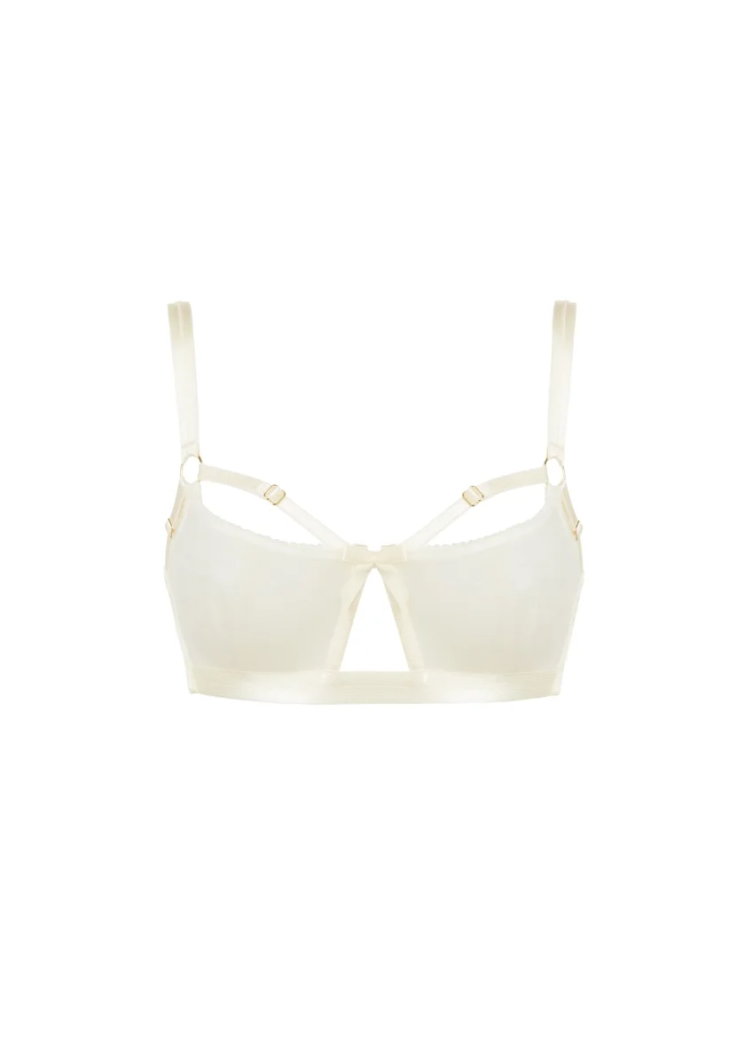 Bordelle Signature Wireless Soft Mesh Cream Bondage Belle Bra - Imagen 2