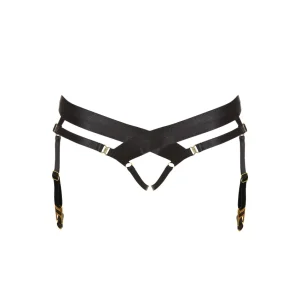 Bordelle Signature Satin Bondage Harness Open Back Black Brief