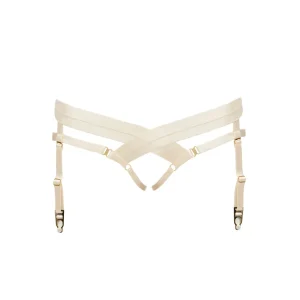 Bordelle Signature Satin Bondage Harness Open Back Cream Brief