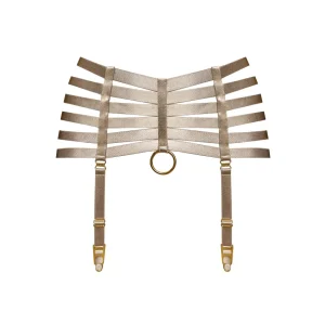 Bordelle Signature Webbed Satin Strappy Bondage Harness Caramel Suspenders