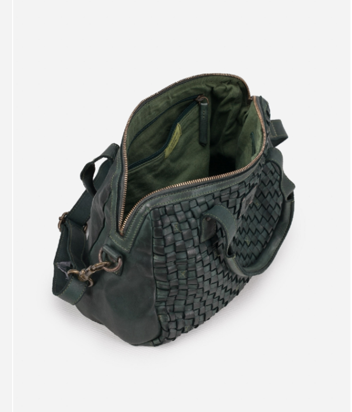 Bolso bowling trenzado piel color verde - Imagen 5