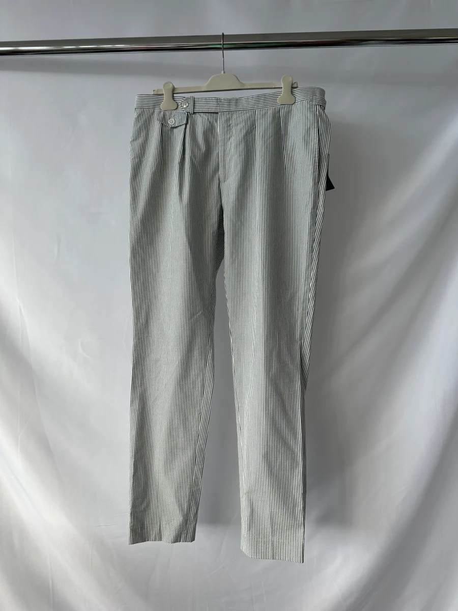 Ralph Lauren Polo Seersucker Trousers In Blue White Striped