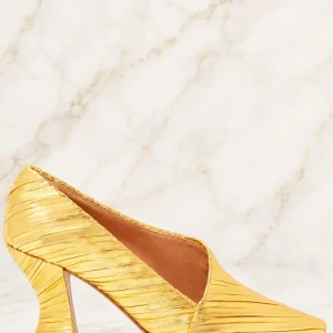 Bottega Veneta Gold Pleated Nappa Leather Pumps