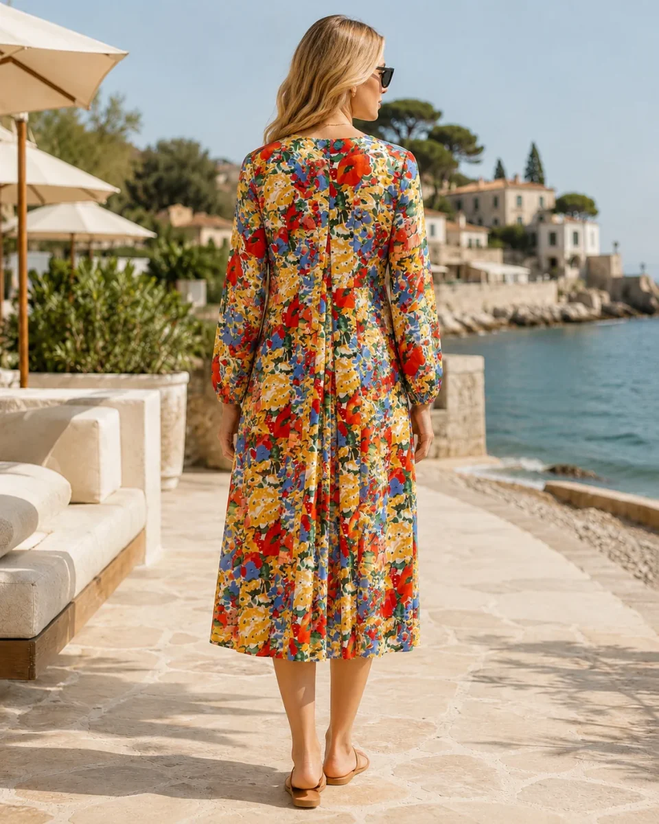 Rixo London Camellia Floral Print Long Sleeve Crepe Midi Dress - Imagen 3
