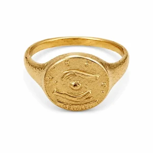 Spell & The Gypsy Gold Signet Gemini Zodiac Ring - Size 5