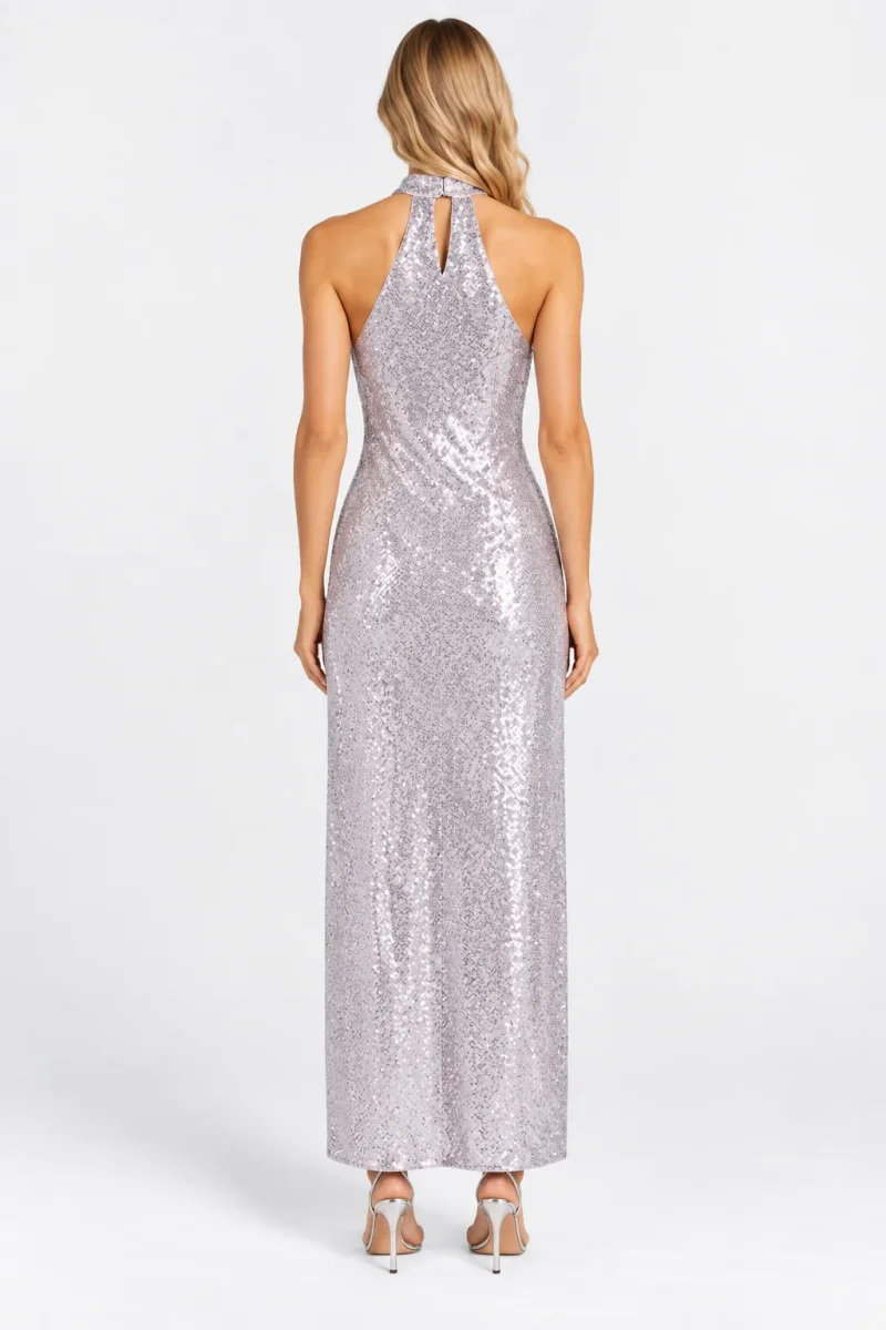 Rixo London Purple Zuri Sequined Halterneck Maxi Dress - Imagen 4