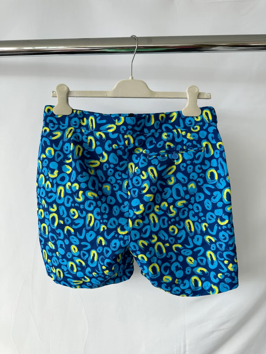 Frescobal Carioca Tailored Long Swim Shorts Trunks In Navy & Lemon - Imagen 4