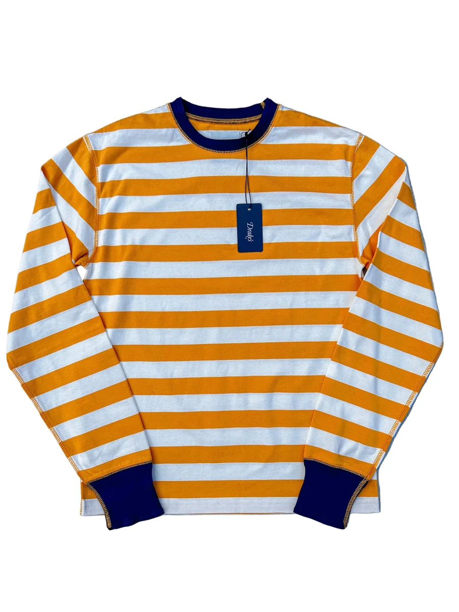 Drake's Mustard Striped Long Sleeve Hiking Tee Shirt - Imagen 2