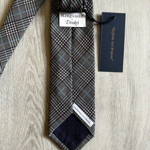 Drake's X Kingsman Prince Of Wales Check Grey Wool Tie