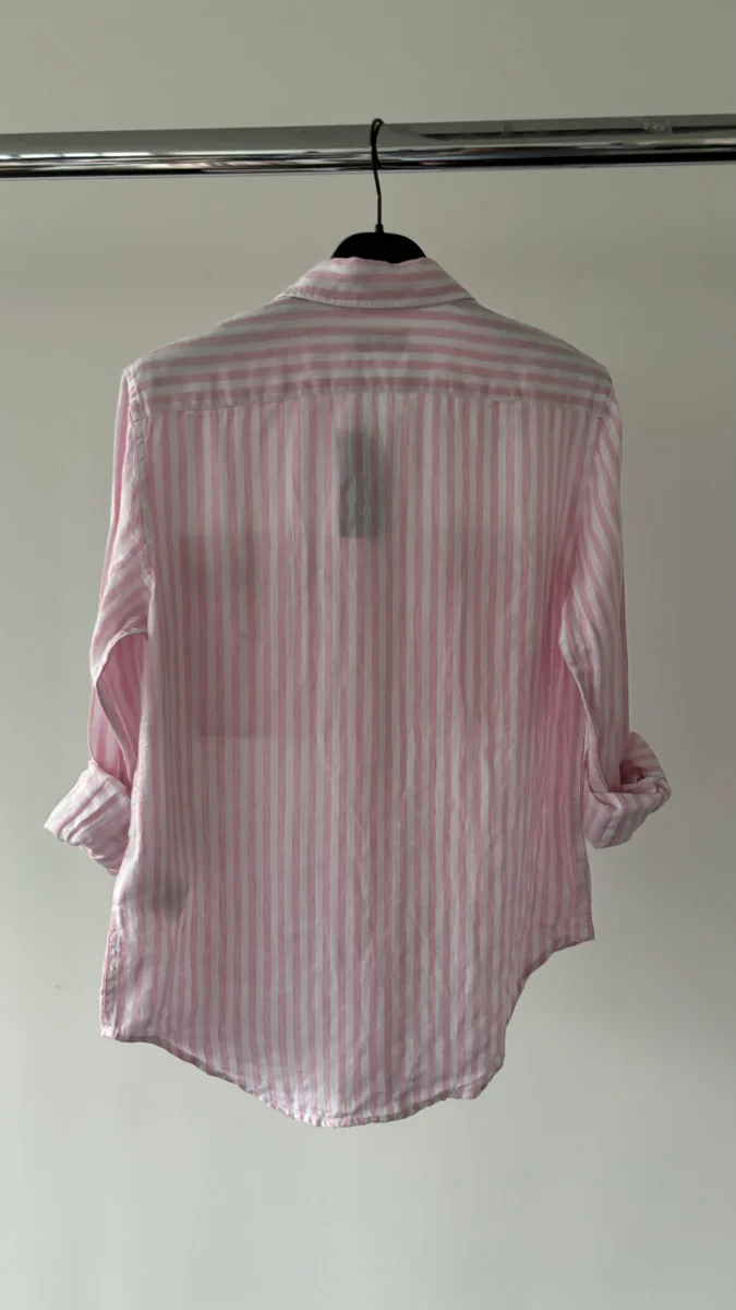 POLO RALPH LAUREN Pink Striped Linen Summer Button-Up Shirt - Imagen 6
