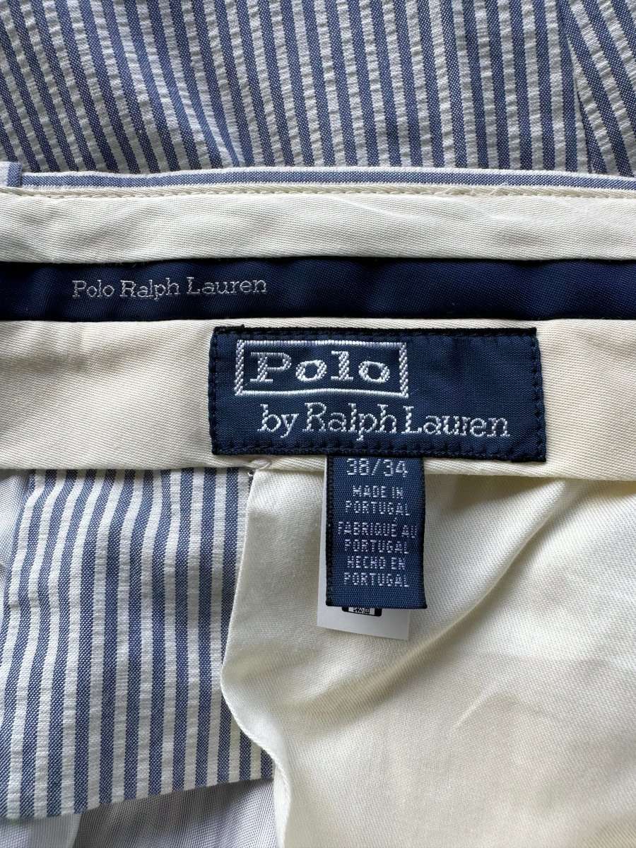 Ralph Lauren Polo Seersucker Trousers In Blue White Striped - Imagen 7