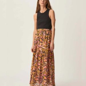Falda larga estampada