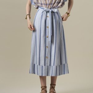 Falda midi estampado azul
