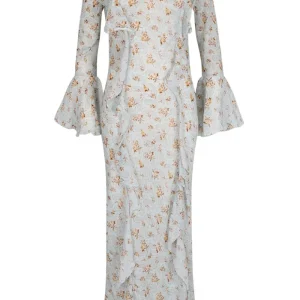 Spell & The Gypsy Fleur Frill Bias Teapot Blue Maxi Dress