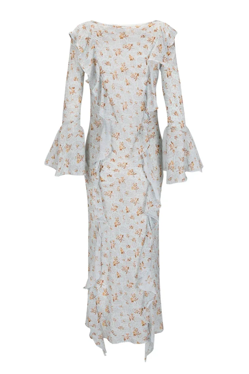 Spell & The Gypsy Fleur Frill Bias Teapot Blue Maxi Dress - Imagen 4