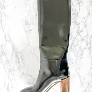 Gabriela Hearst Black Boca Leather Block Heel Knee Boots