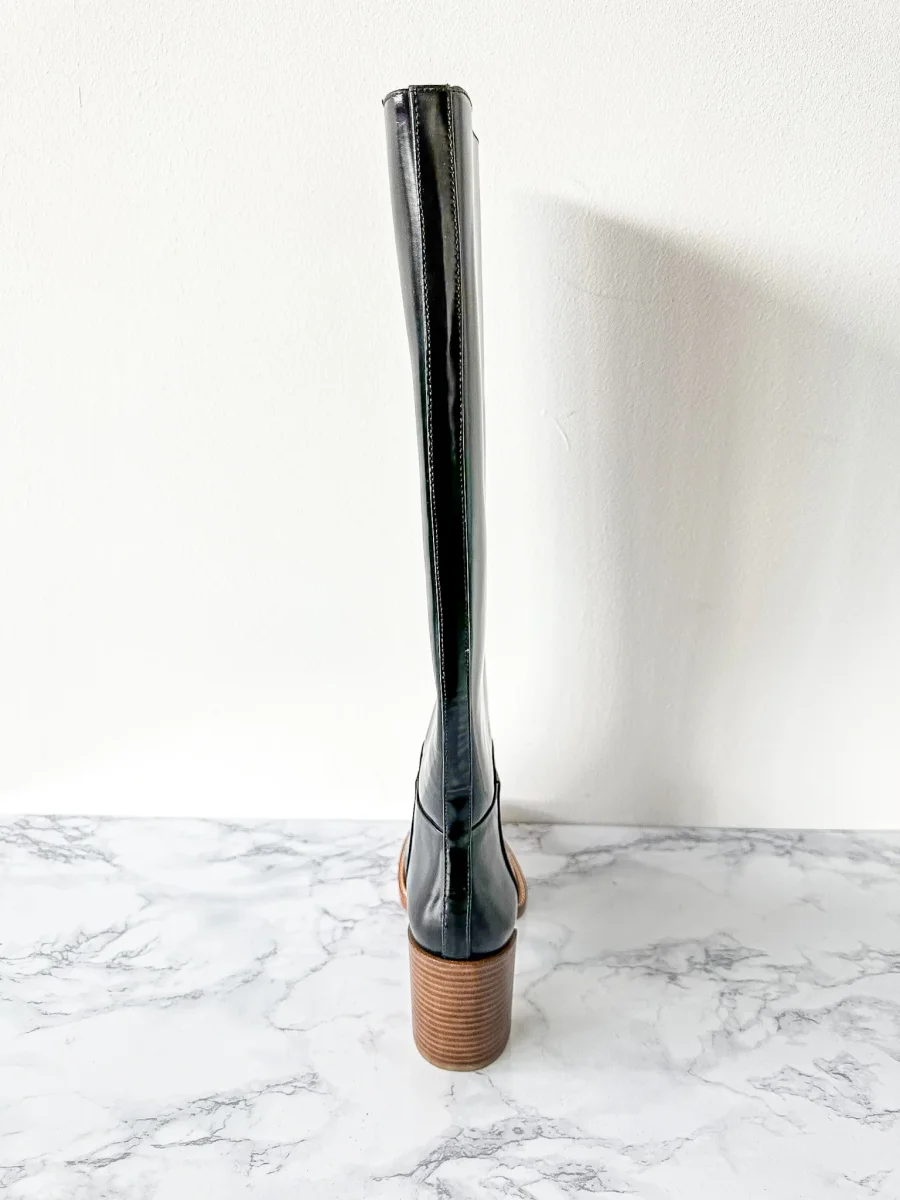 Gabriela Hearst Black Boca Leather Block Heel Knee Boots - Imagen 6