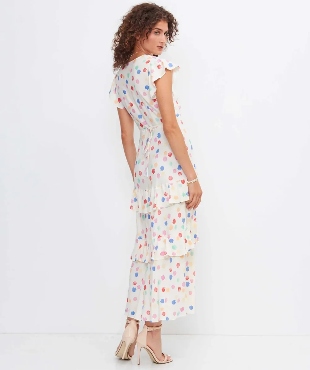 Rixo Meena Shell Print Colourful Tiered Midi Dress - Imagen 4