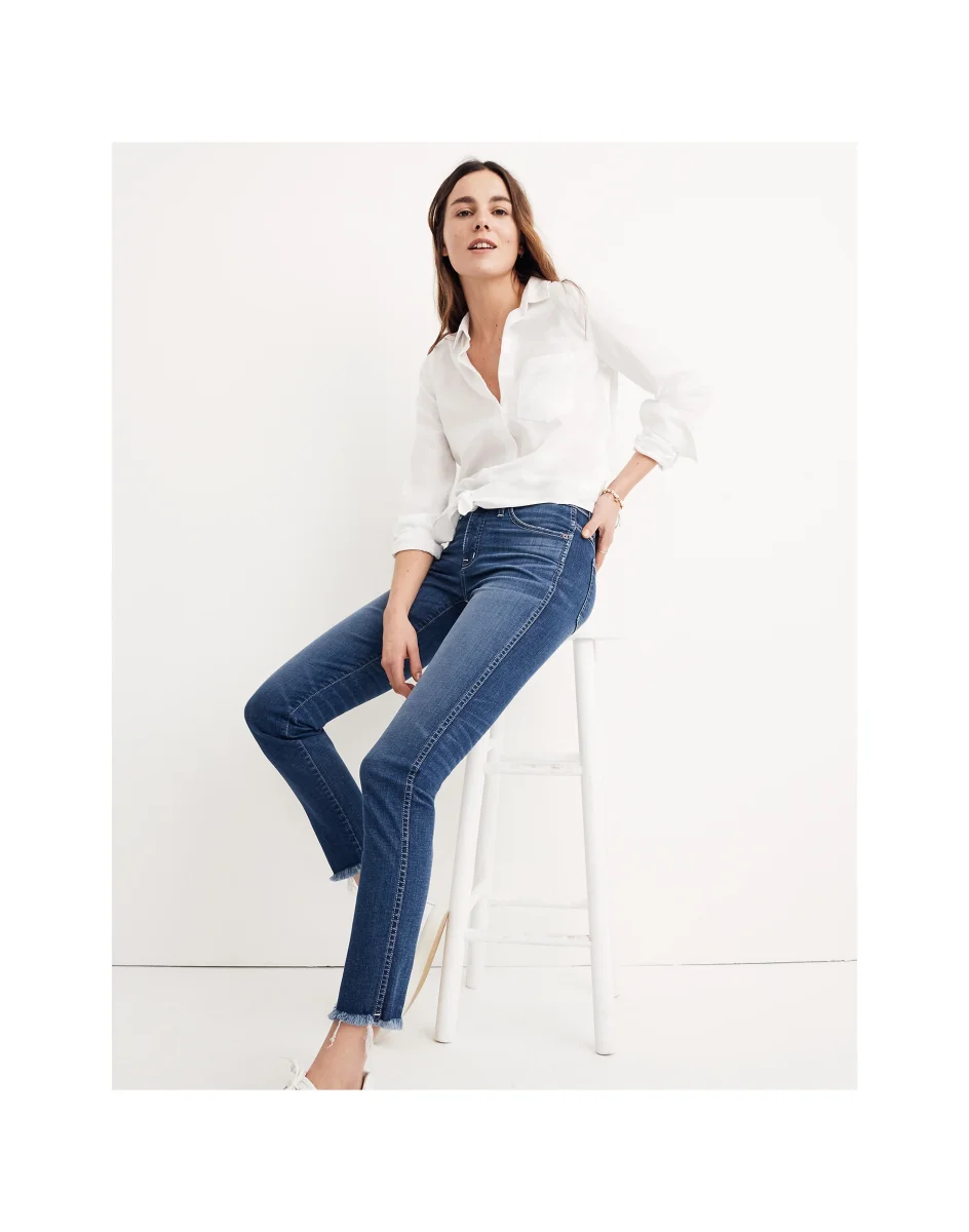 Madewell Slim Straight Denim Jeans Raw Hem Edition - Imagen 3