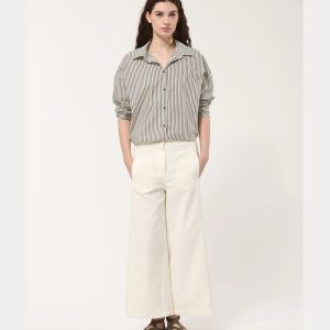 Pantalón crudo ancho de algodón
