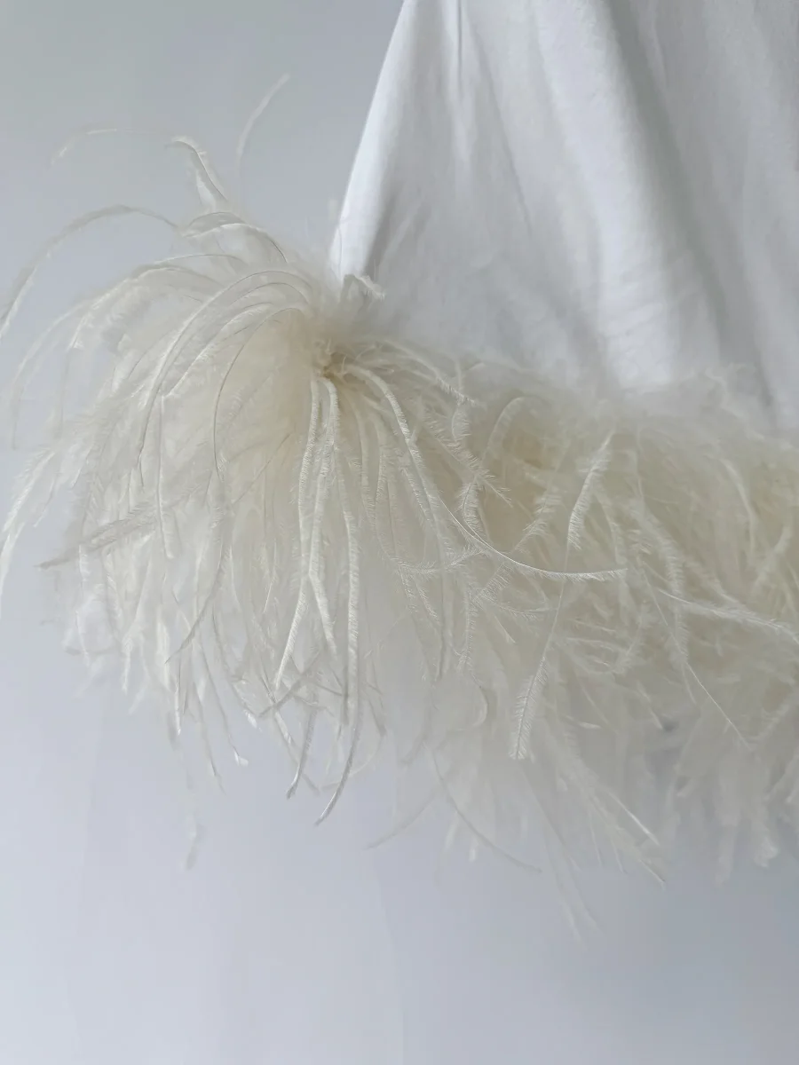 Valentino Garavani White Feather Trim Crop Top - Imagen 8