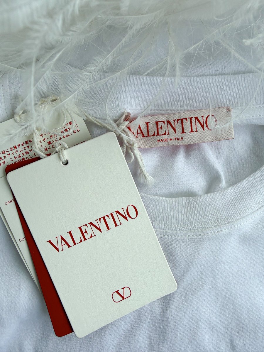 Valentino Garavani White Feather Trim Crop Top - Imagen 4