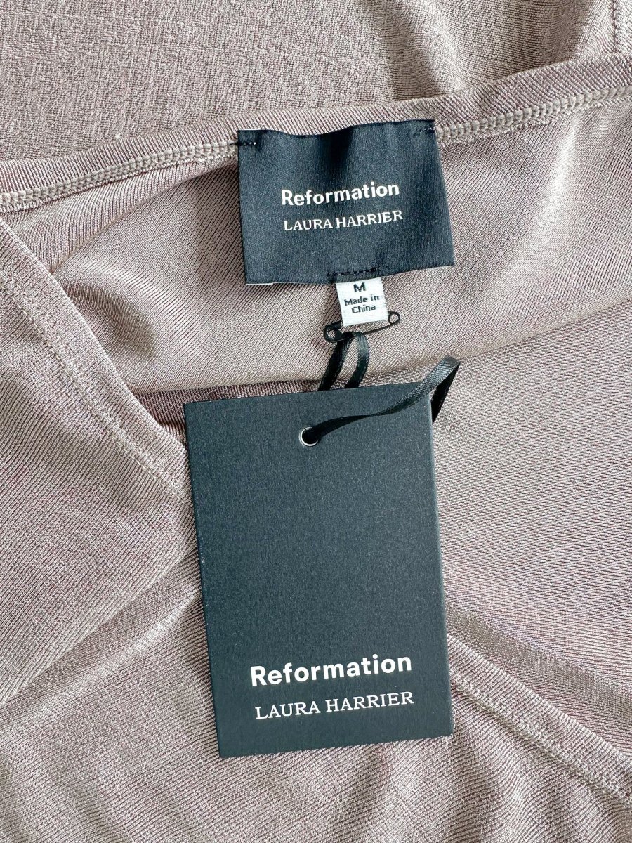 Reformation x Laura Harrier Taupe Maddie Knit One Shoulder Top - Imagen 5